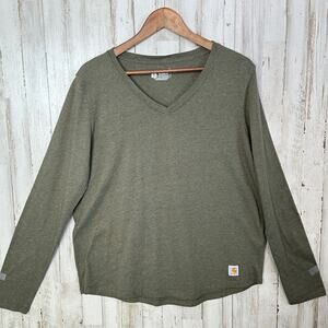 Carhartt Relaxed Fit Long Sleeve Tee Shirt XL Olive Green EUC Farm Western Work